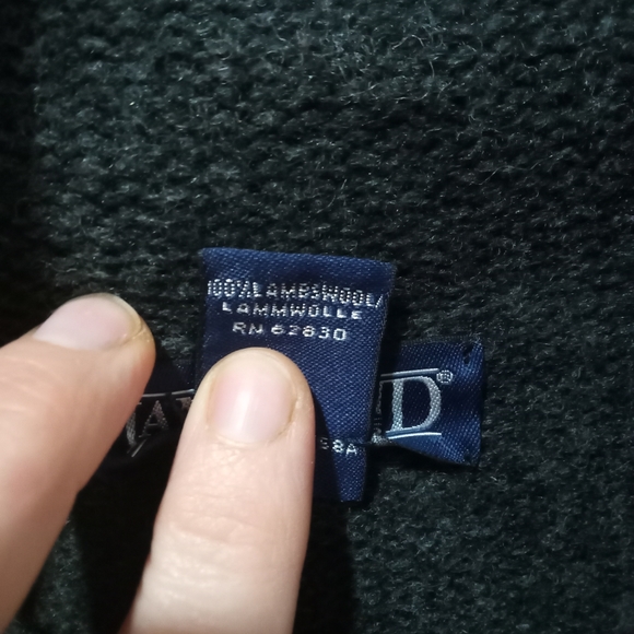 Lands End 100% lamb's wool dark gray full zip sweater size 10/12 M - Picture 6 of 9